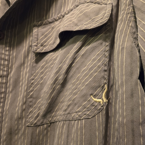 Prana Mens button-up olive green shirt sz L - Picture 3 of 6